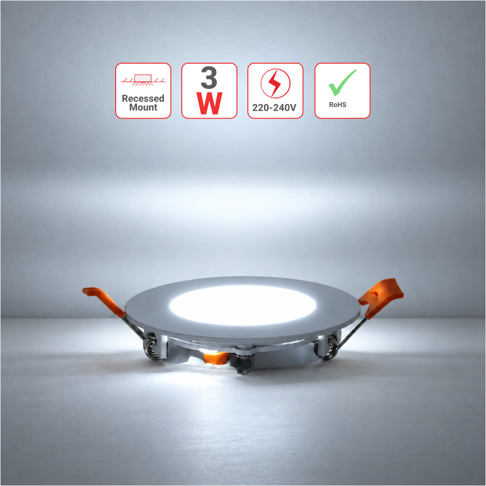 Чироқ LED SLIM ROUND PANEL 3W 6000K (HAIGER)100sh