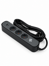 Узайтиргич 3 уяли 3 м, ўчиргичли, USB ва Type-C, 3х1,5 мм², BV-0303-A/C, PROLINE-ULTRA серияси