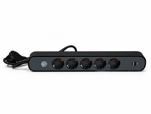 Узайтиргич 5 уяли 1,5 м, ўчиргичли, USB ва Type-C, 3х1,5 мм², BV-0515-A/C, PROLINE-ULTRA серияси