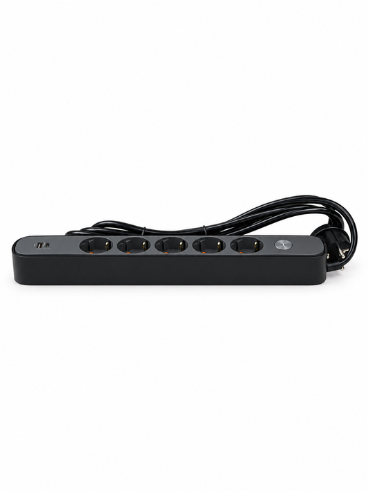 Узайтиргич 5 уяли 3 м, ўчиргичли, USB ва Type-C, 3х1,5 мм², BV-0503-A/C, PROLINE-ULTRA серияси