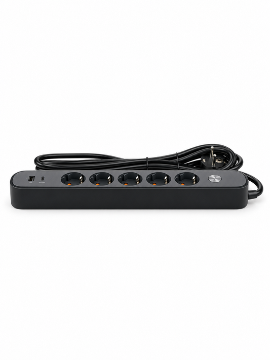 Узайтиргич 5 уяли 5 м, ўчиргичли, USB ва Type-C, 3х1,5 мм², BV-0505-A/C, PROLINE-ULTRA серияси
