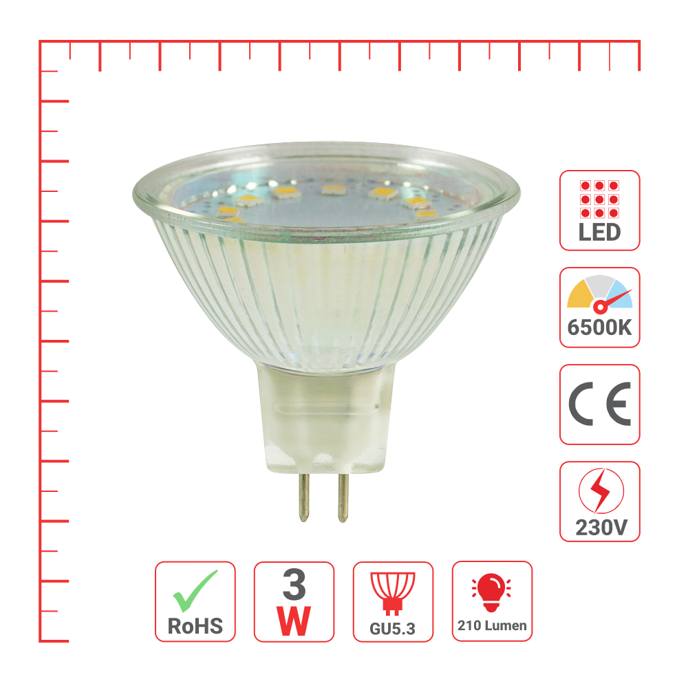 LED лампа JCDR (спот), 3Вт, 210Лм, GU5.3