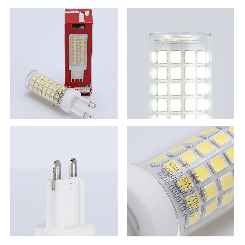 LED лампа, капсула туридаги, 5.5 Вт, 670 лм, G9