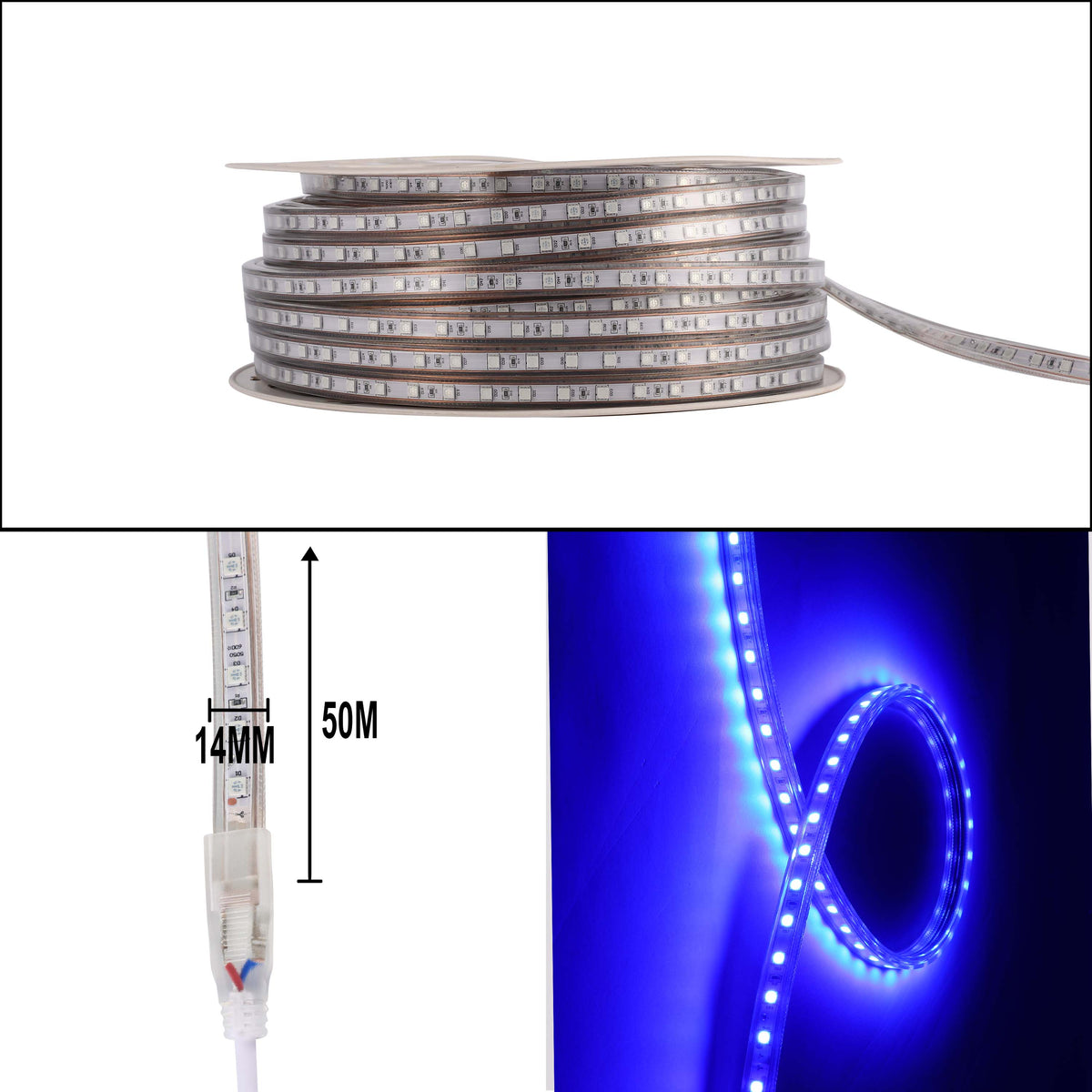 LED лента 5050-60L 8W 220V кўк (HAIGER) 50м