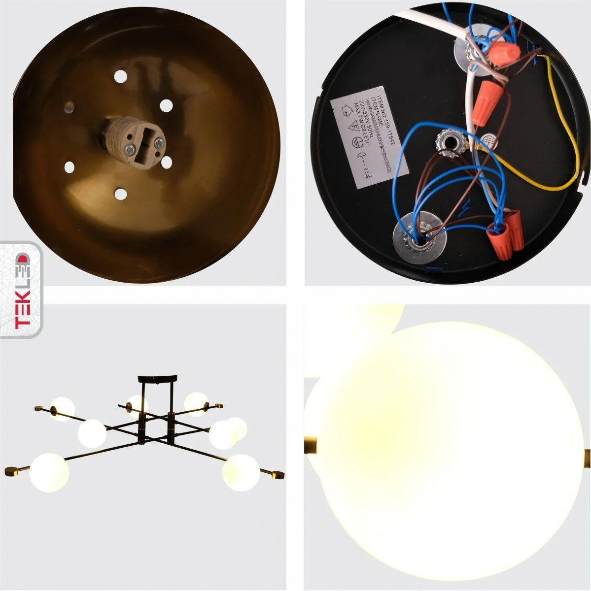 Детали белого стеклянного светильника с черным металлическим основанием, идеального для современных интерьеров.