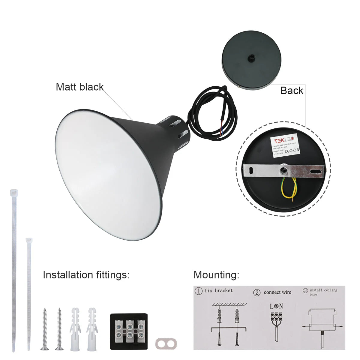 Крупный план стеклянного абажура конусообразного подвесного светильника в индустриальном интерьере, добавляющего стиль и уют.