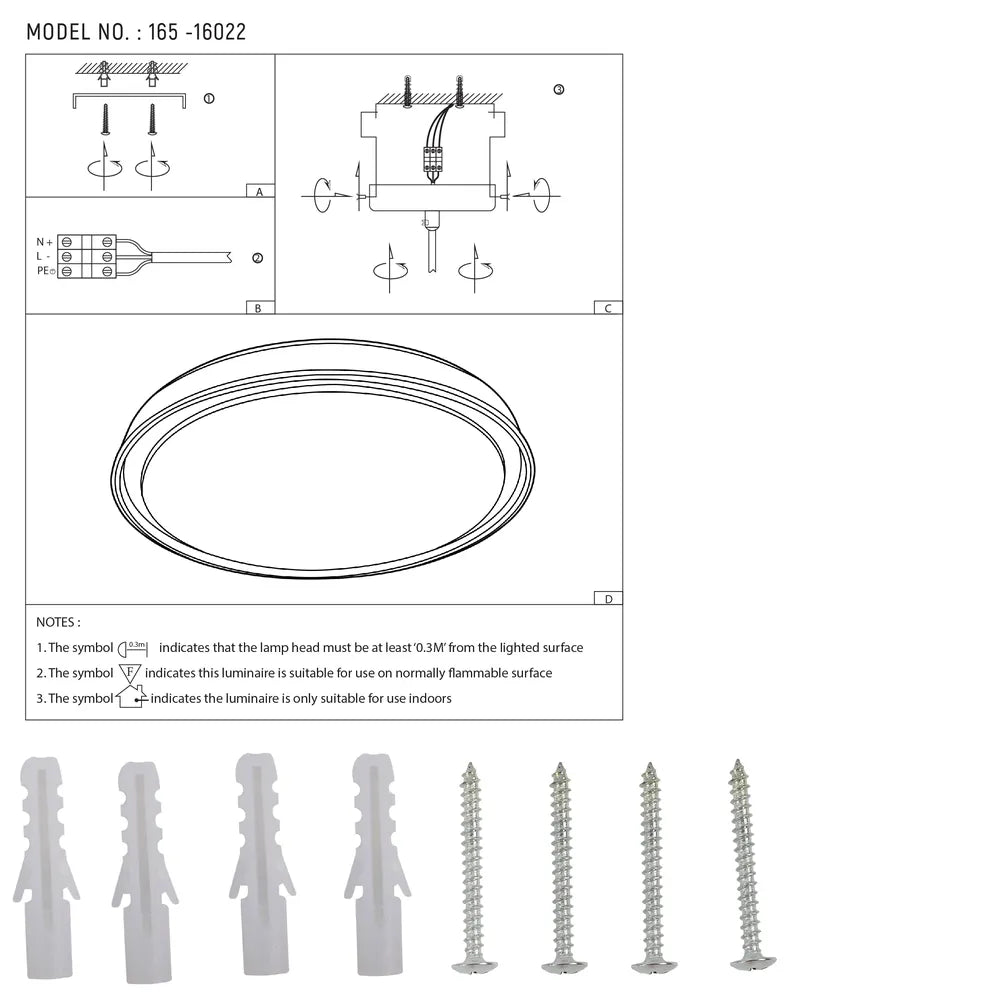 User manual for LED Ceiling Lamp White D400 6000K/4000K/3000K 27Wx2(TEKLED)-165-16022