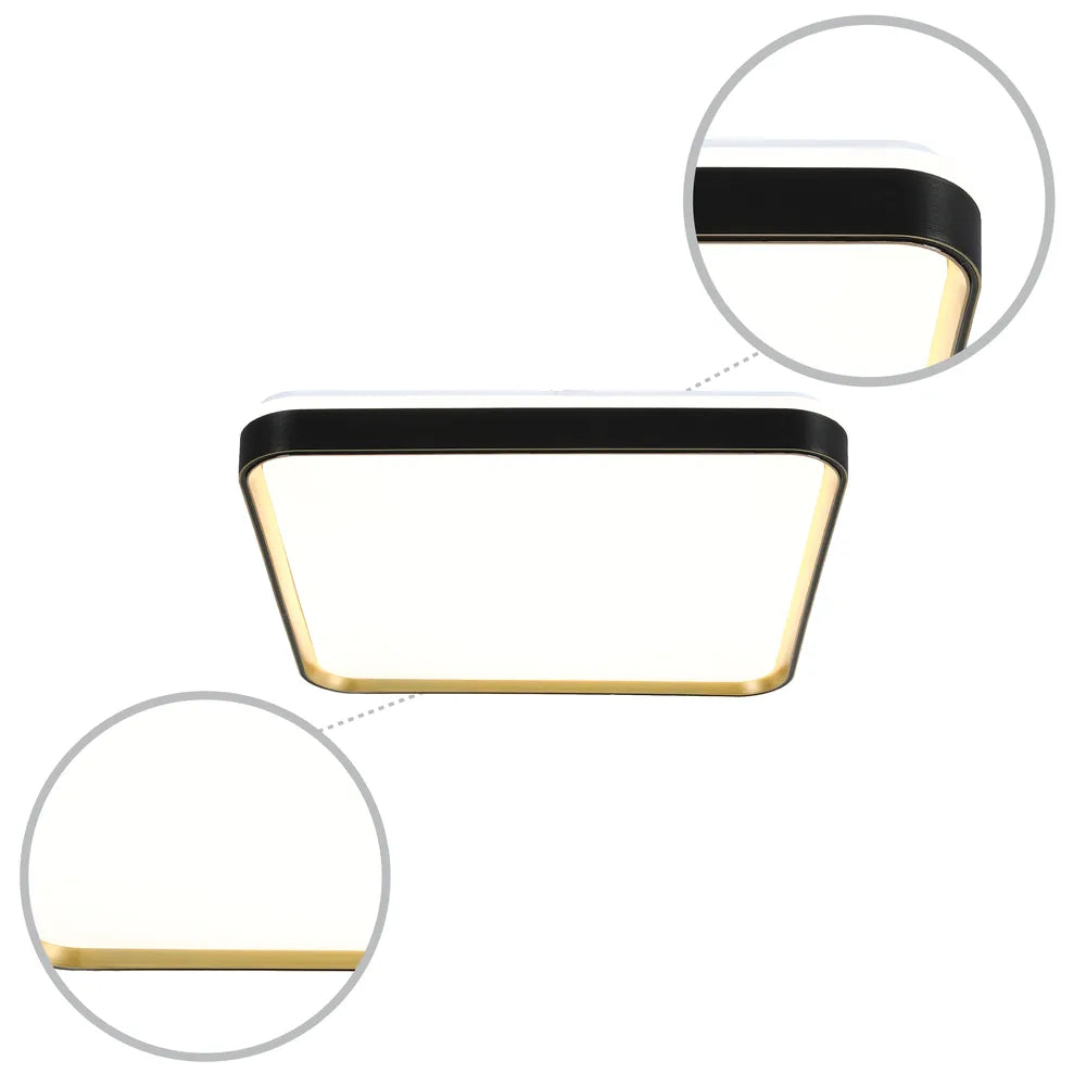 Details of the LED Square Flush Ceiling Light Black Gold 500x500 6000K/4000K/3000K 45Wx2(TEKLED)-165-16008