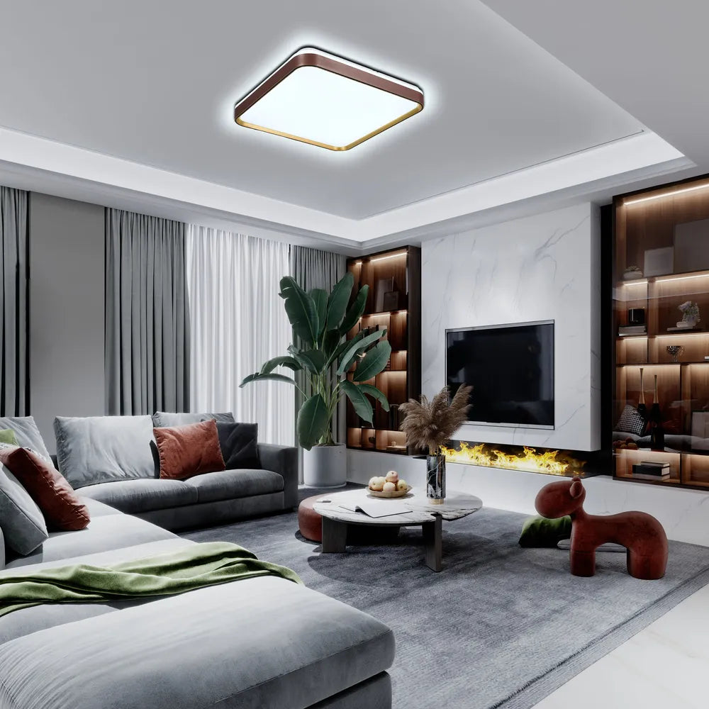 LED Flush Ceiling Light TEKLED LED Square Flush Ceiling Light Purple Gold 500x500 6000K/4000K/3000K 45Wx2(TEKLED)--165-16014