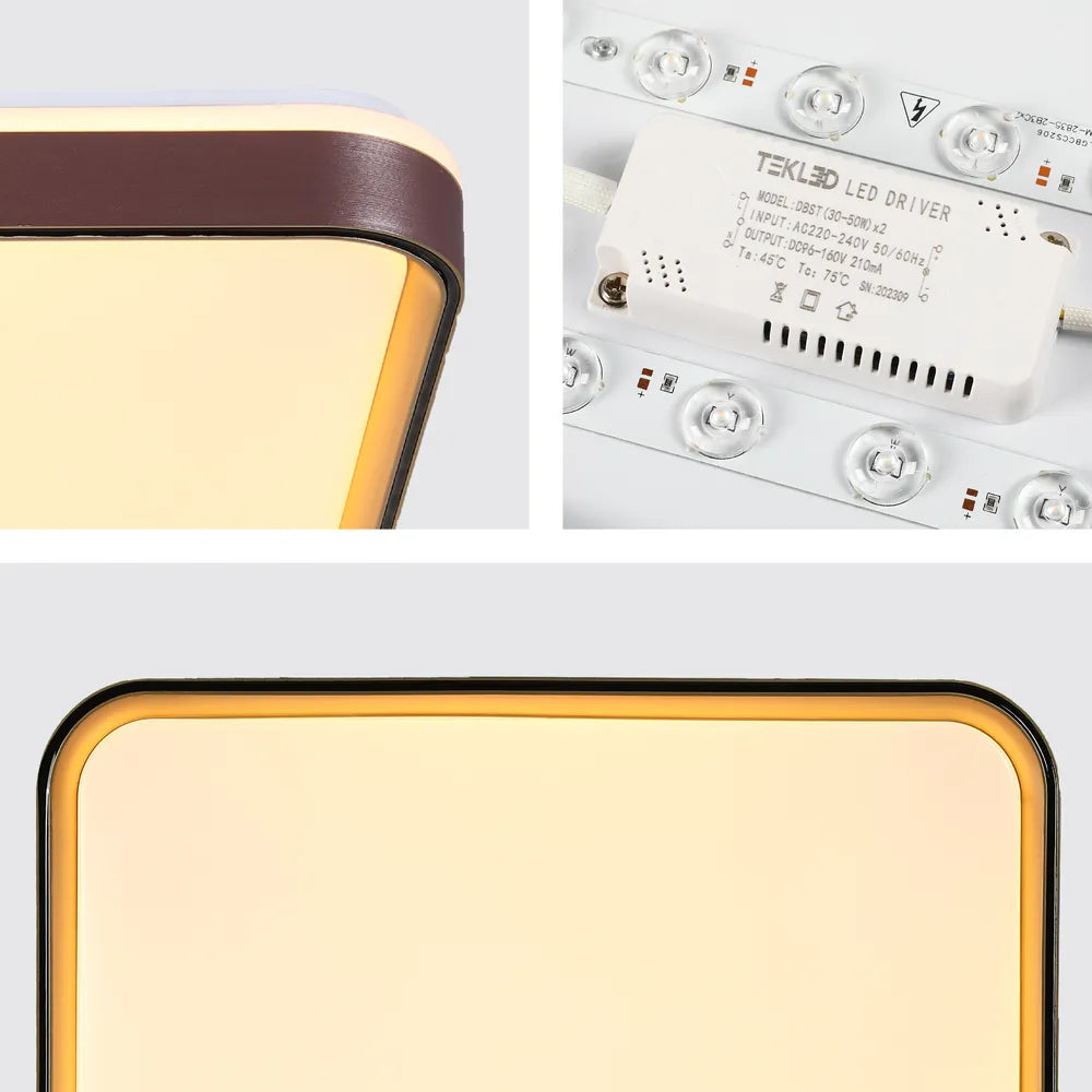 Close shot of the LED Square Flush Ceiling Light Purple Gold 500x500 6000K/4000K/3000K 45Wx2(TEKLED)-165-16014