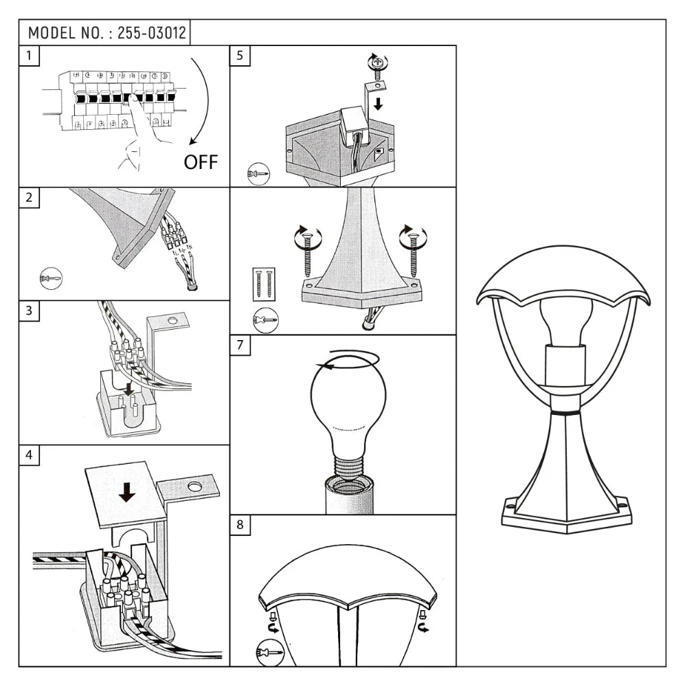 Педестальная уличная фонарь в черном цвете, идеальна для освещения садов и входных дорог в современном стиле.