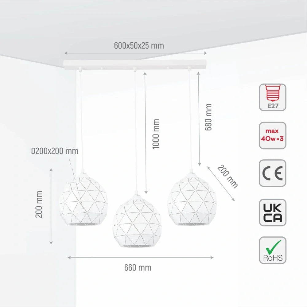 Технические характеристики подвесного светильника с лазерной резкой для кухни, размеры и патроны E27, идеален для современных интерьеров.