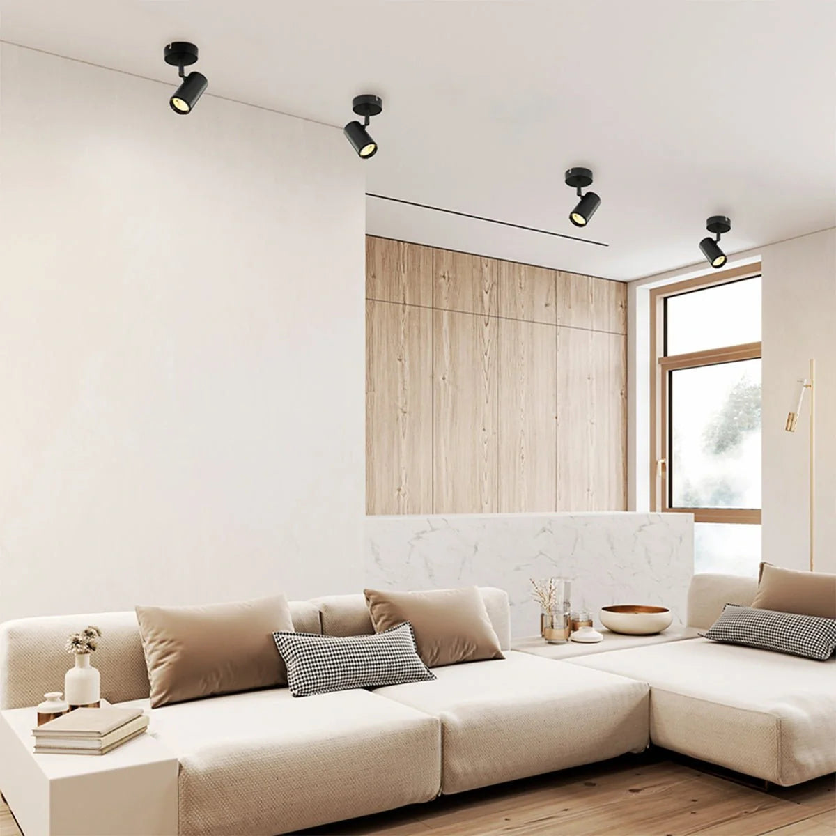 Спот c GU10 встраиваемым светильником, идеально подходящий для современных интерьеров в гостиной или офисе с минималистичным дизайном.