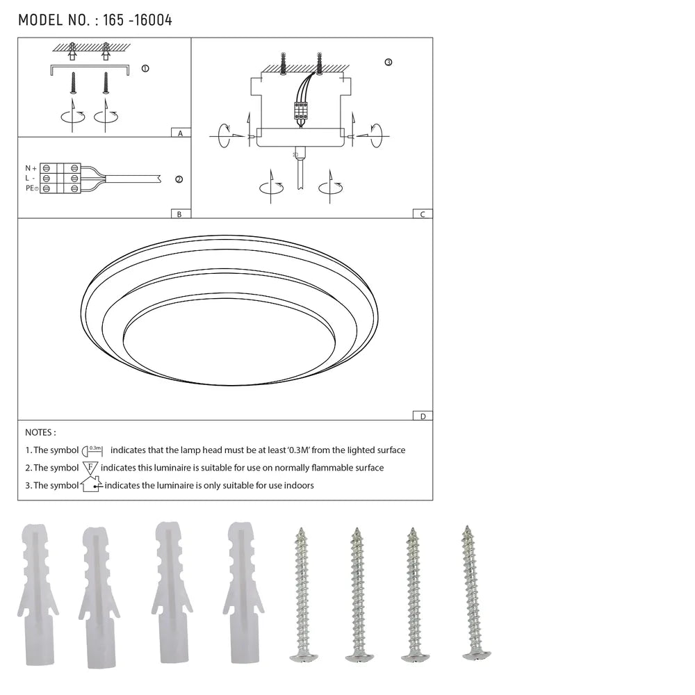 User manual for Step LED Flush Ceiling Light White D500 6000K/4000K/3000K 42Wx2(TEKLED)-165-16004