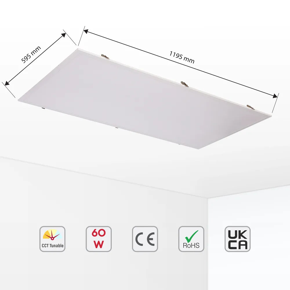 Size and technical specs of the 1200x600 Luminous Switch 3CCT LED Panel Light 2x4ft 60W -165-038408