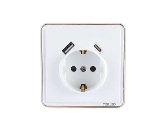 Розетка (ерли) + USB (A+C тури), я/ў, SAKURA серияси