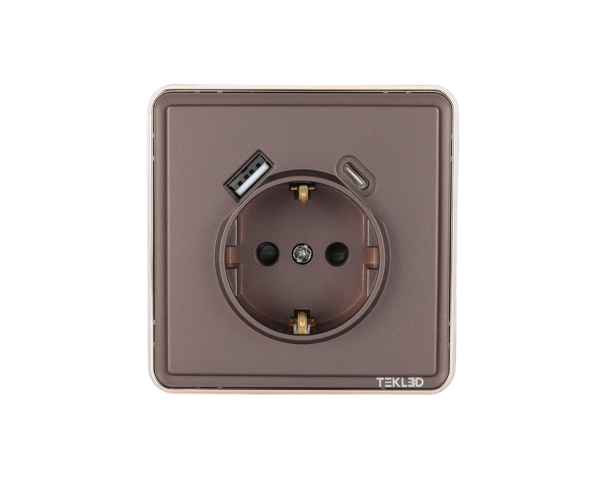 Розетка (ерли) + USB (A+C тури), я/ў, SAKURA серияси
