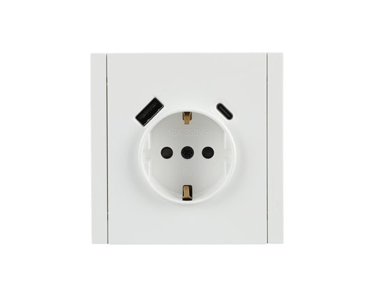 Ерли розетка (Shuko) + USB (A+C), я/ў, NIZMO серияси