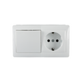 Ерга уланган калит + розетка, ташқи ўрнатма, оқ, KANSO (TEKLED Electric)72/6