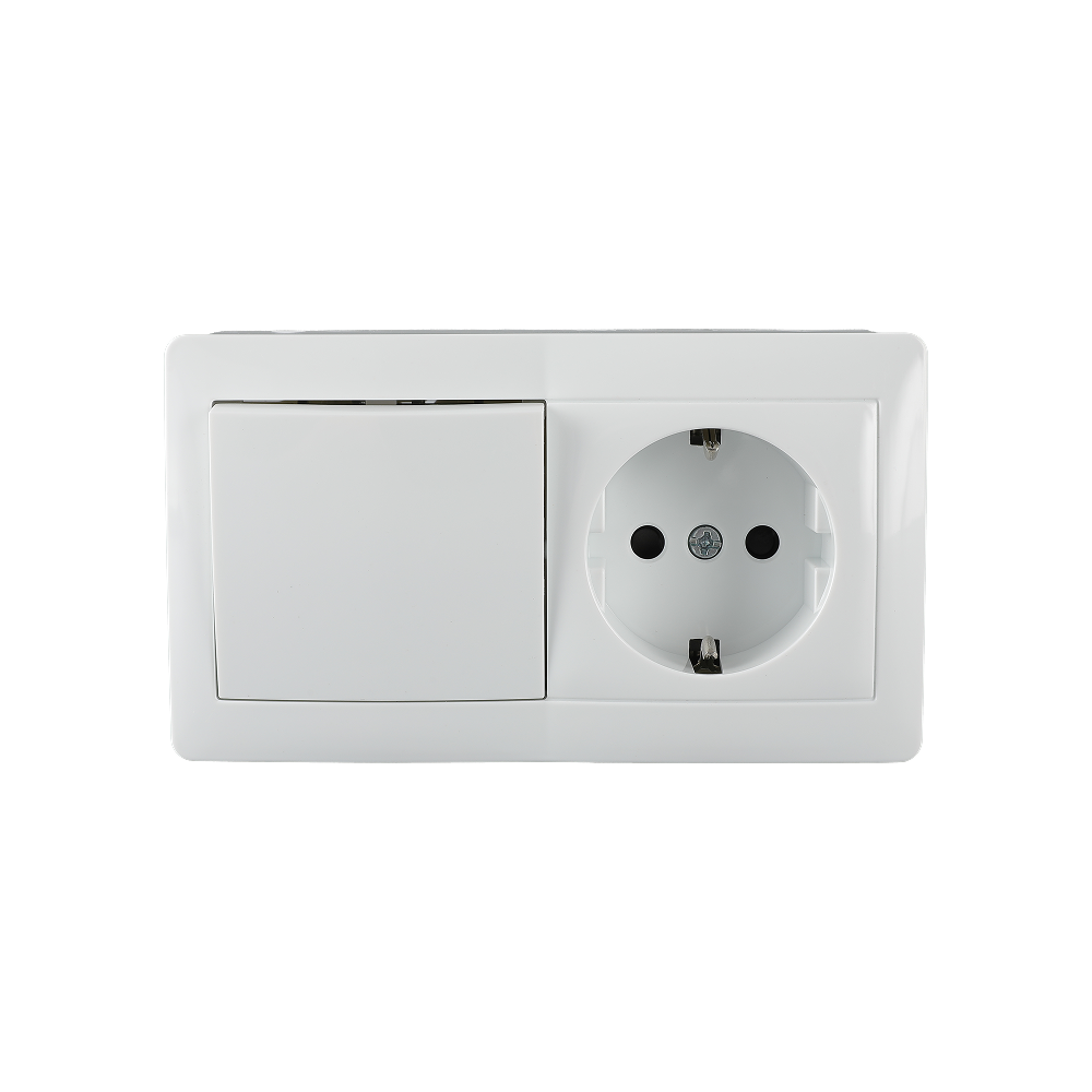 Ерга уланган калит + розетка, ташқи ўрнатма, оқ, KANSO (TEKLED Electric)72/6