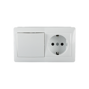 Ерга уланган калит + розетка, ташқи ўрнатма, оқ, KANSO (TEKLED Electric)72/6