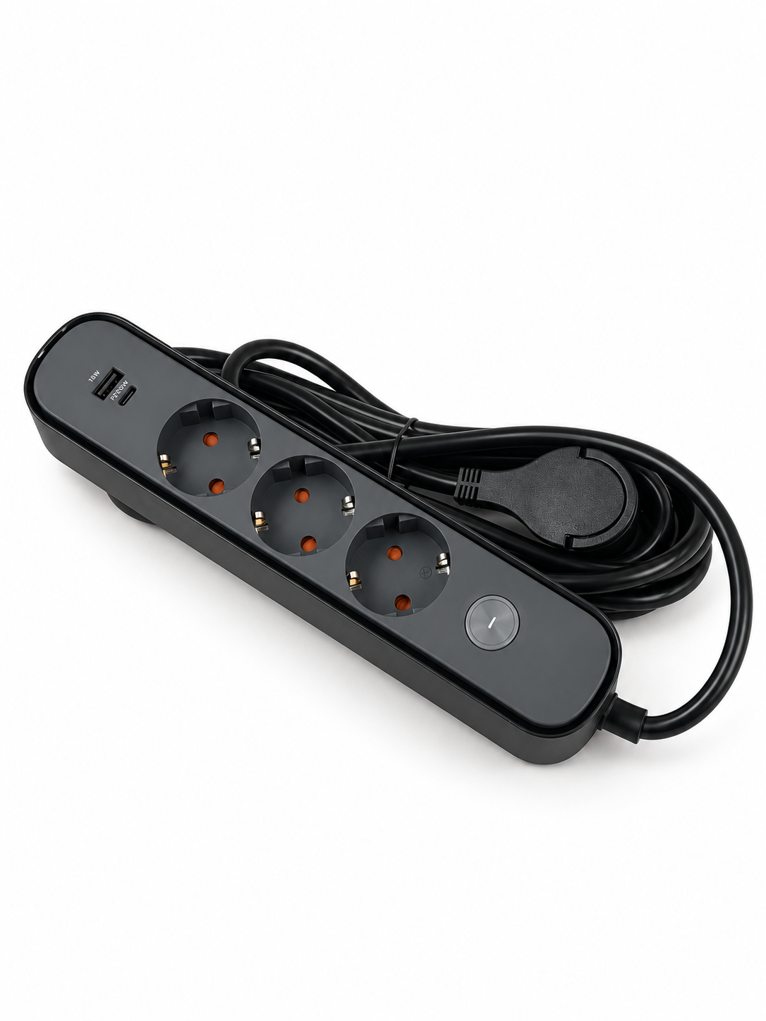 Узайтиргич 3 уяли 5 м, ўчиргичли, USB ва Type-C, 3х1,5 мм², BV-0305-A/C, PROLINE-ULTRA серияси