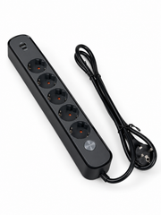 Узайтиргич 5 уяли 1,5 м, ўчиргичли, USB ва Type-C, 3х1,5 мм², BV-0515-A/C, PROLINE-ULTRA серияси