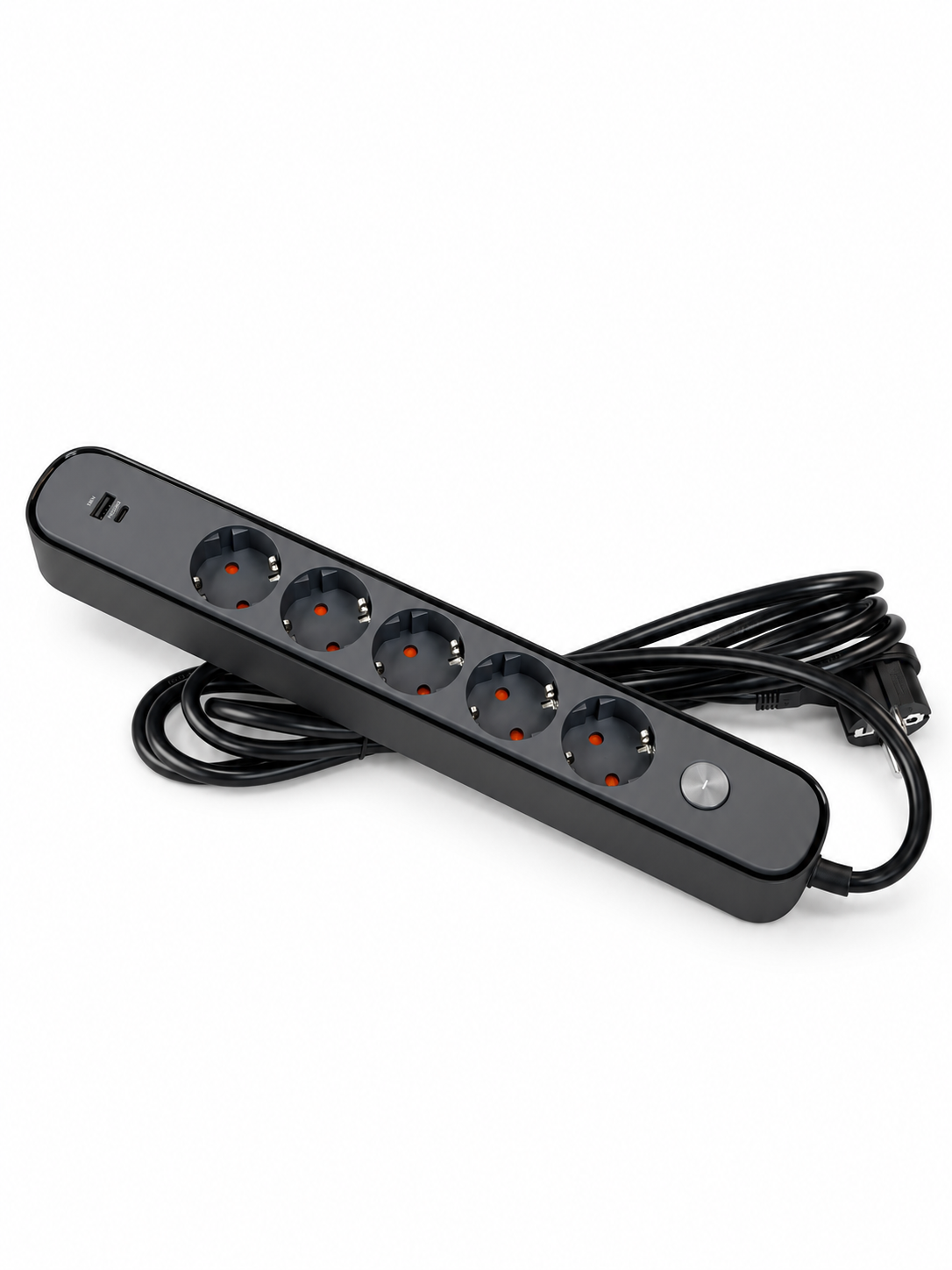 Узайтиргич 5 уяли 3 м, ўчиргичли, USB ва Type-C, 3х1,5 мм², BV-0503-A/C, PROLINE-ULTRA серияси
