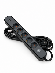 Узайтиргич 5 уяли 5 м, ўчиргичли, USB ва Type-C, 3х1,5 мм², BV-0505-A/C, PROLINE-ULTRA серияси