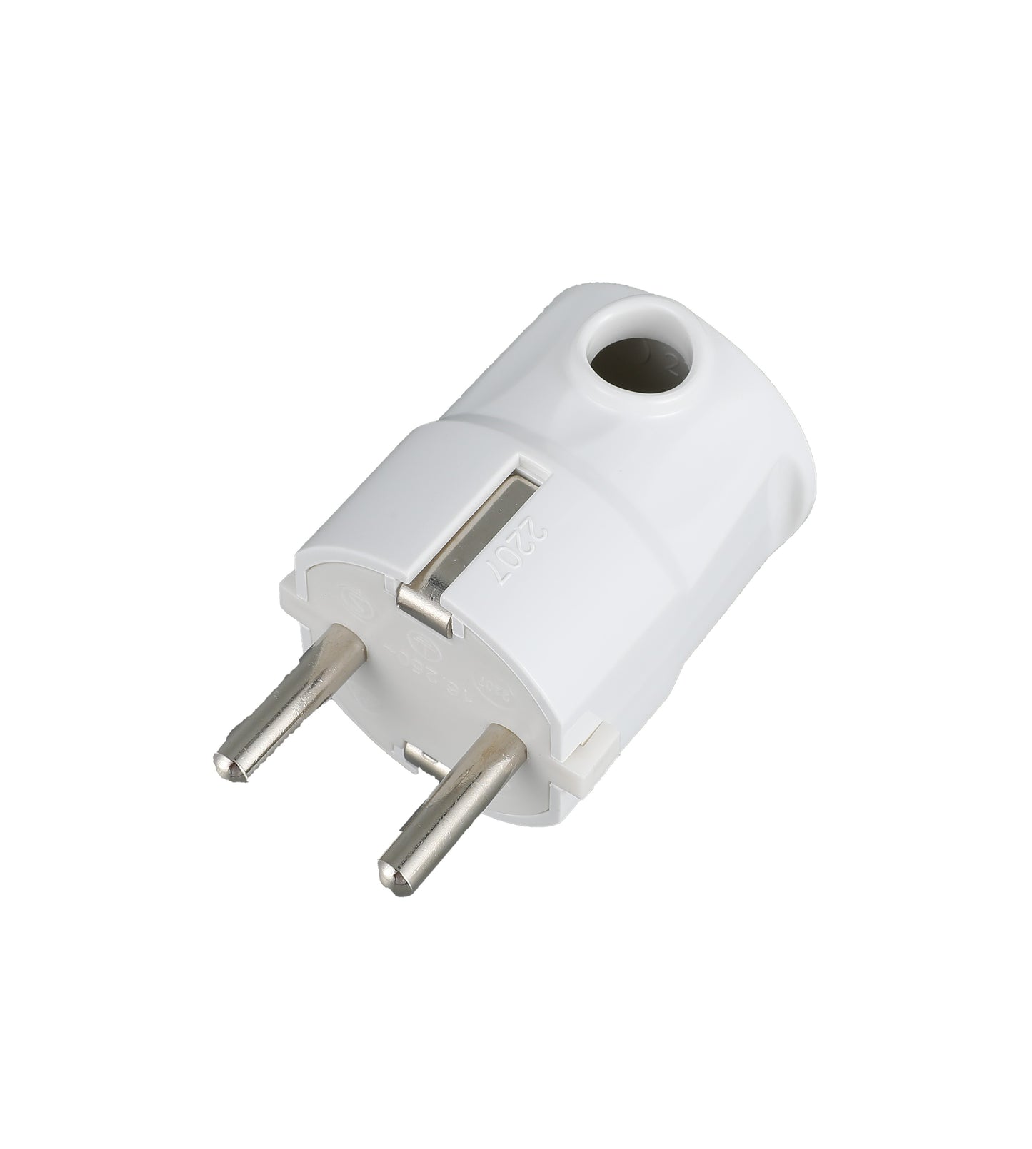 Бурчакли вилка-2207, ерли, оқ 16А 250V