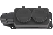 Кўчма розетка 2 уяли, ерга улагичли ва қопқоқли, IP44, 16А, YK402P (TEKLED ELECTRIC)