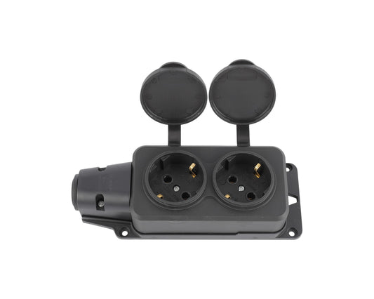 Кўчма розетка 2 уяли, ерга улагичли ва қопқоқли, IP44, 16А, YK402P (TEKLED ELECTRIC)