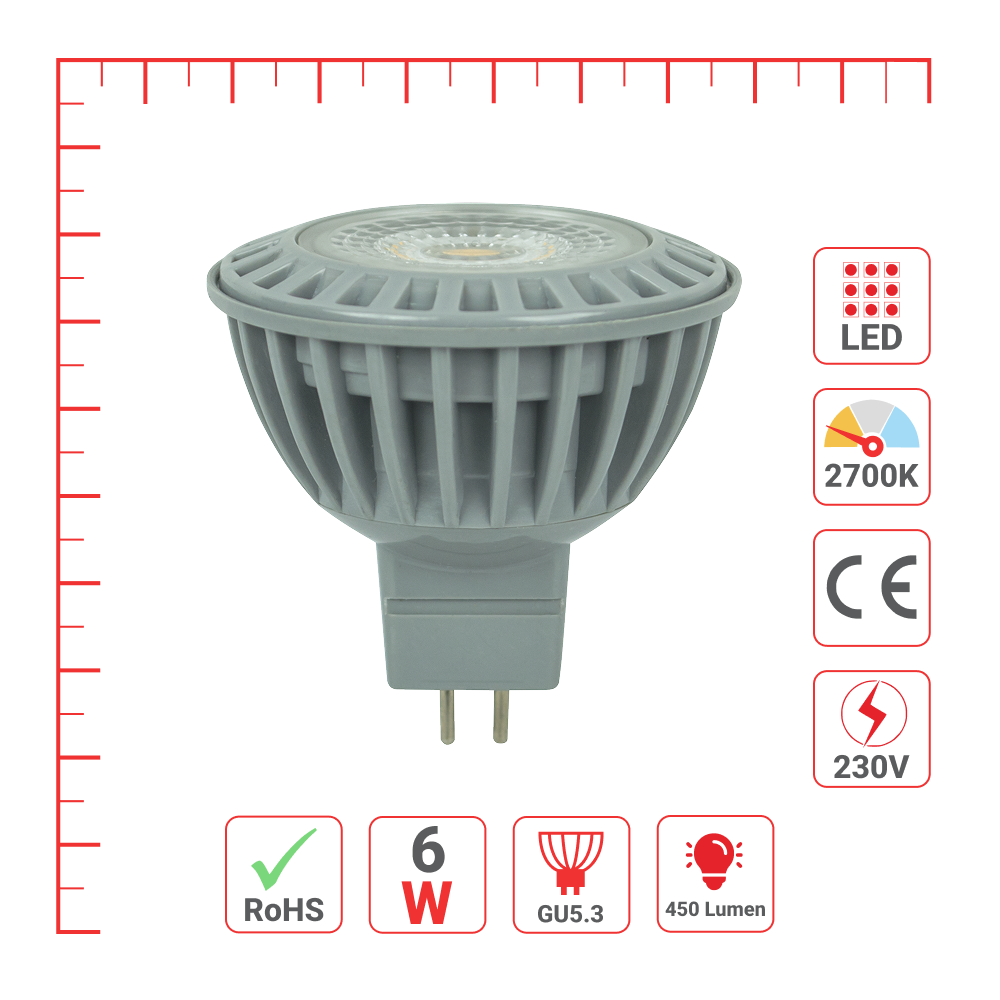 LED лампа ЖСДР (спот), 6 Вт, 450 Лм, GU5.3