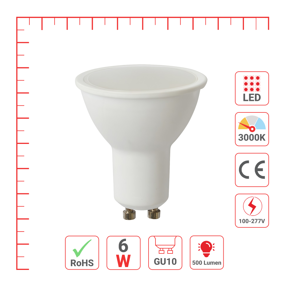 LED лампа GU10 (спот), 6Vt, 500Lm, GU10