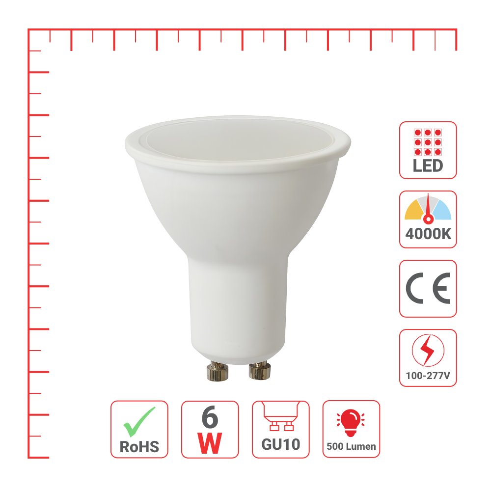 LED лампа GU10 (спот), 6Vt, 500Lm, GU10