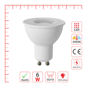 LED лампа GU10 (спот), 6Вт, 500Лм, GU10
