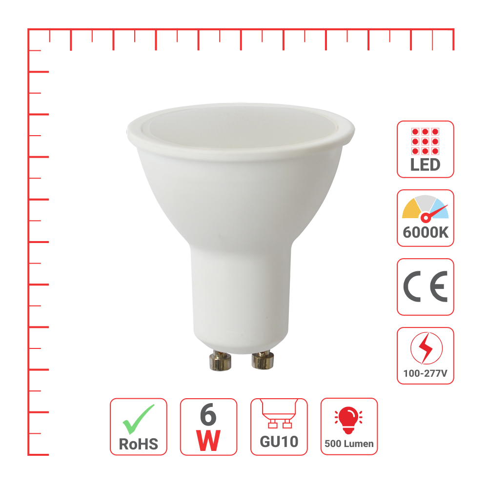 LED лампа GU10 (спот), 6Vt, 500Lm, GU10