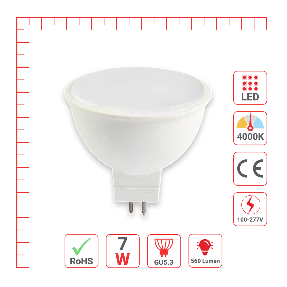 LED чироқ ЖСДР (спот), 7Vt, 560Lm, GU5.3, Опал