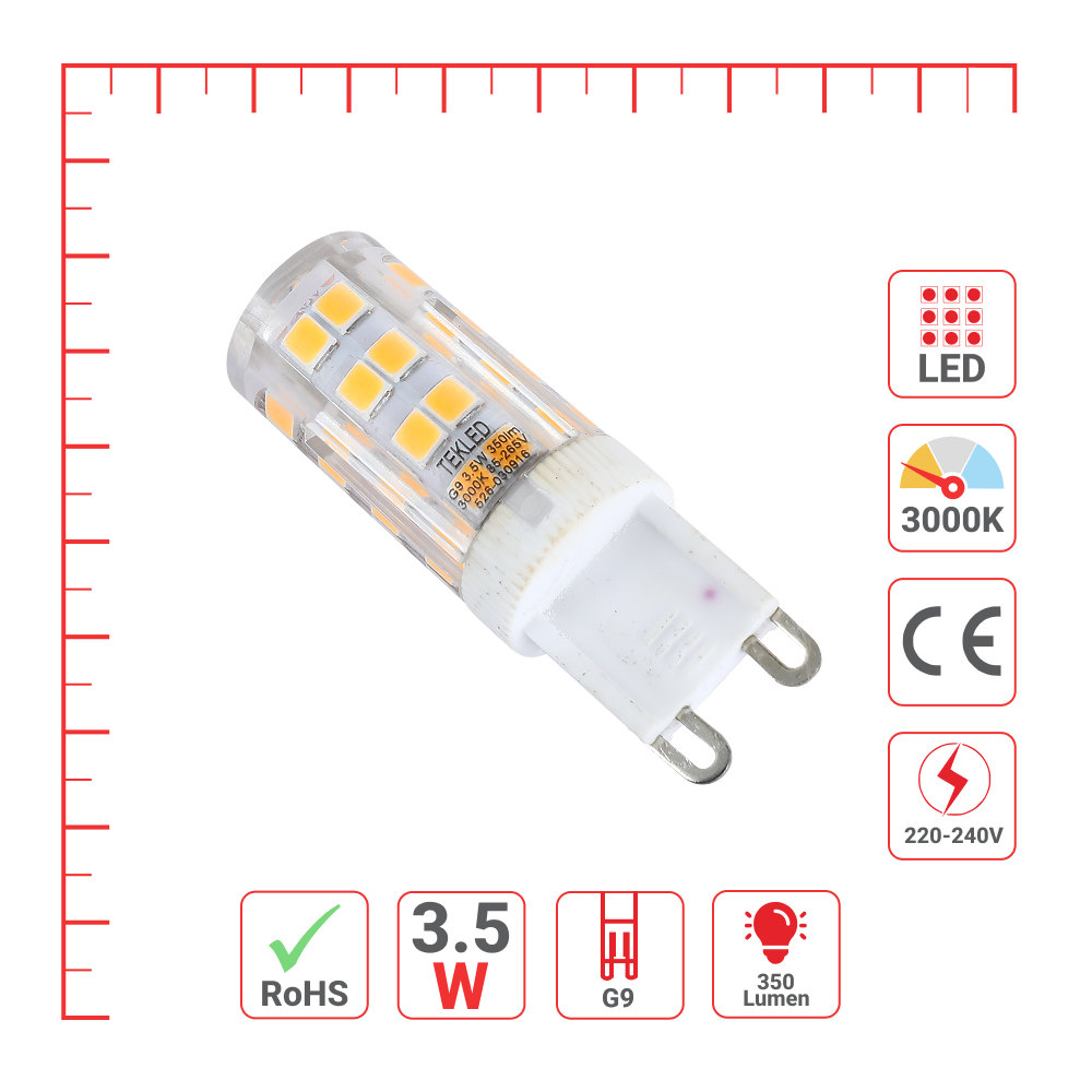 LED лампа капсула турдаги, 3.5Вт, 350Лм, G9