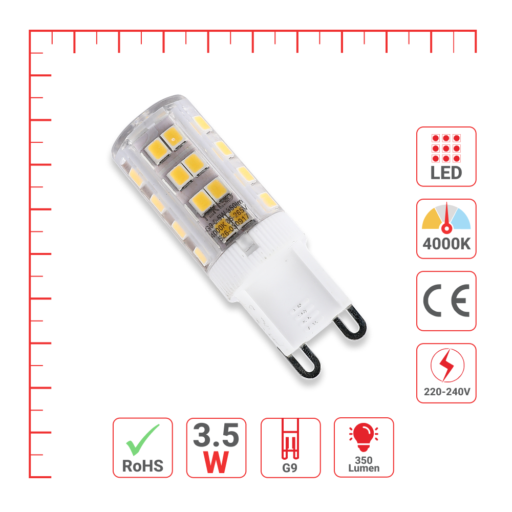 LED лампа капсула турдаги, 3.5Вт, 350Лм, G9