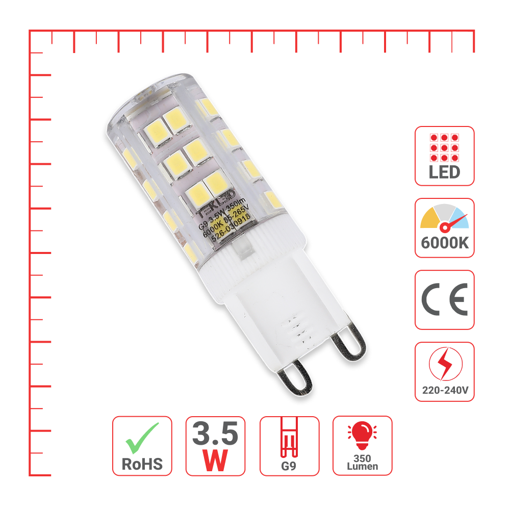 LED лампа капсула турдаги, 3.5Вт, 350Лм, G9