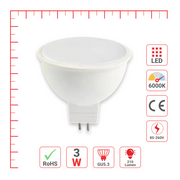LED лампа ЖСДР (спот), 3Вт, 210Лм, GU5.3 (ЭСОЛИТЕ), 6000K (совиқ оқ), Опал