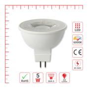 LED лампа JCDR (спот), 5Вт, 400Лм, GU5.3 (ECOLITE), 6000K (совуқ оқ), Шаффоф