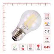 LED лампа G45 (шар шаклида), 4Вт, 470Лм, E27, Шаффоф