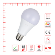 LED лампа A70 (нок шаклида), 15Вт, 1500Лм, E27