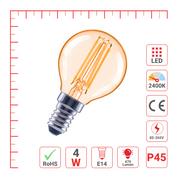 Лампа LED P45 (замбуруғ), 4Вт, 410Лм, E14, 2400K (илиқ оқ)