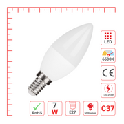 LED лампа C37 (шам шаклида), 7Вт, E27 (HAIGER), 6000K (совуқ оқ)