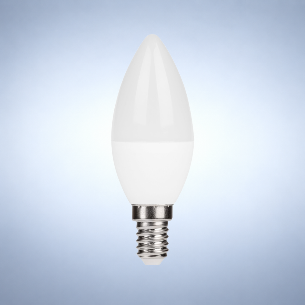 LED лампа C37 (шам шаклида), 7Вт, E27 (HAIGER), 6000K (совуқ оқ)