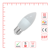 LED лампа C37 (шам шаклида), 5Вт, E27 (HAIGER), 6500K (совуқ оқ)