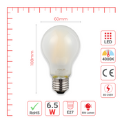 LED лампа A60 (нок шаклида), 6.5Вт, E27